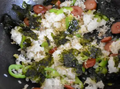 Make Sausage moss fried rice step 6
