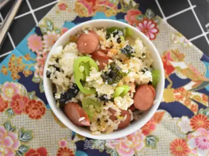 Make Sausage moss fried rice step 7
