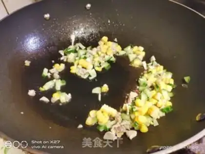 Make Cucumber corn fried rice step 2