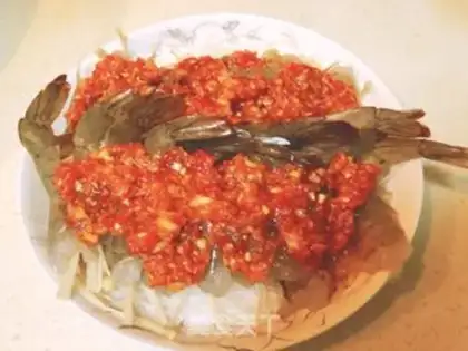 Make Garlic fan shrimp step 10