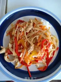 Make Five-coloured chicken silk-covered rice step 7