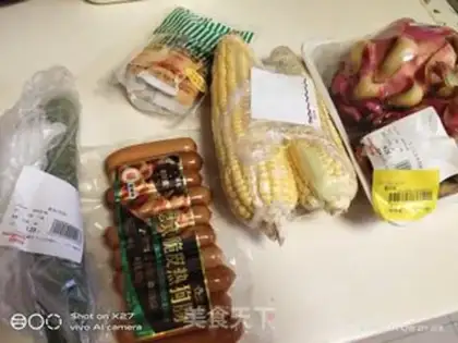 Make Corn egg and ham and fruit salad step 0