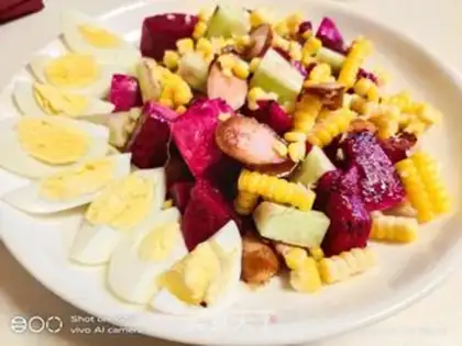 Make Corn egg and ham and fruit salad step 6