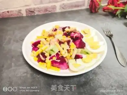Make Corn egg and ham and fruit salad step 9