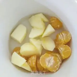 Make "Red-tree apple orange water." step 3