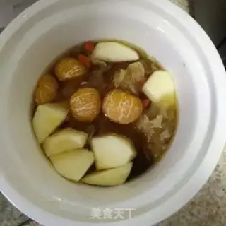 Make "Red-tree apple orange water." step 4