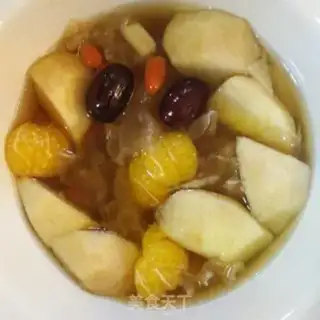 Make "Red-tree apple orange water." step 5