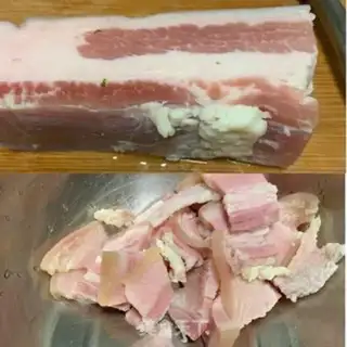 Make Green pepper tea and salted meat step 1