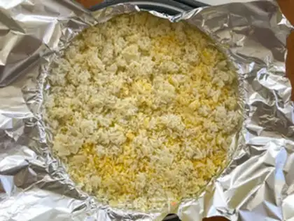 Make Beef sausage rice pizza step 3