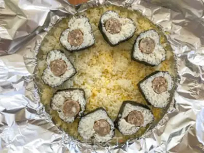 Make Beef sausage rice pizza step 7