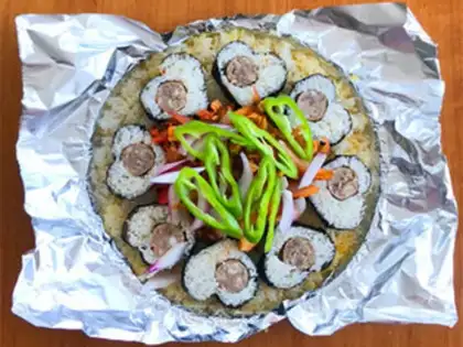 Make Beef sausage rice pizza step 11