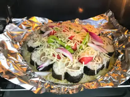 Make Beef sausage rice pizza step 12