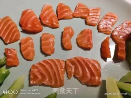 Make The salmon and the blue flowers step 2