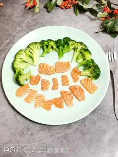 Make The salmon and the blue flowers step 7