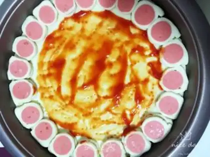 Make Bacon pizza by ham step 12
