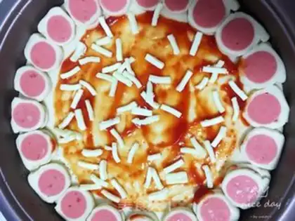 Make Bacon pizza by ham step 13