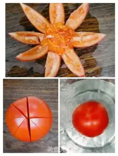 Make Flowers with expensive tomato fried eggs step 1
