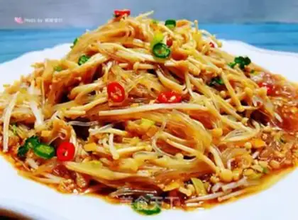 Make Fans steamed with golden needles and mushrooms step 14