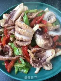 Make Spicy pepper fried octopus step 13