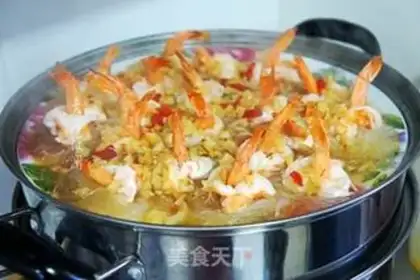 Make Garlic fans steam shrimp step 6
