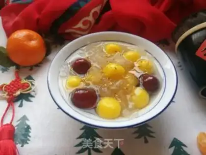 Make "Red dates, silver ears, pumpkin round." step 9