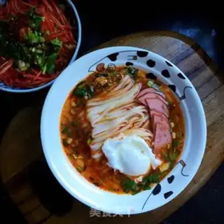 Make Sour egg and ham noodles step 8
