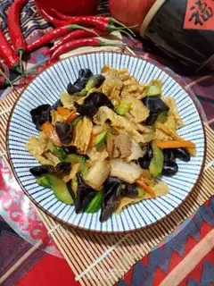 Make Five flowers and fried bamboo step 7
