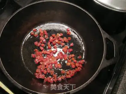 Make Iron pan and sausage and vegetable rice step 1