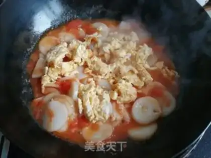 Make Tomato duck egg fried cake step 7