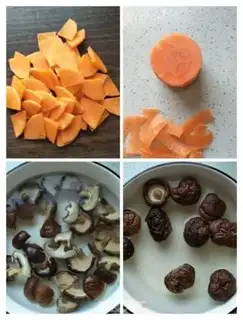 Make Dried mushrooms and fried vegetables step 1