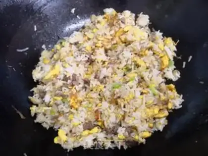 Make Beef pelt and egg fried rice step 9