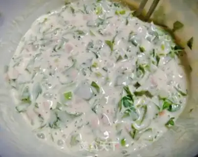 Make Celery and ham and sausage pancakes step 3