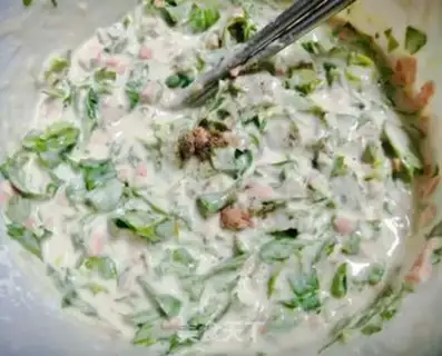 Make Celery and ham and sausage pancakes step 4