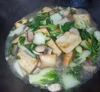 Make Green mushroom tofu step 8