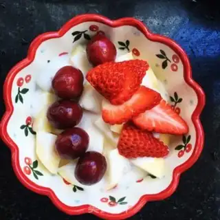 Make Cherry strawberry yogurt bowl step 5