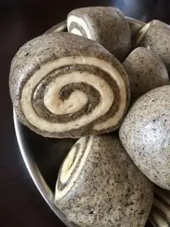 Make Double black sesame rolls step 15