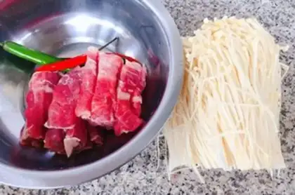 Make Steamed cow, golden mushroom step 0