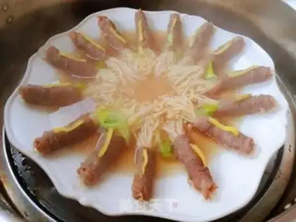 Make Steamed cow, golden mushroom step 6