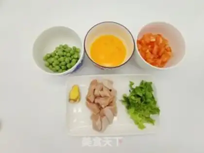 Make Peas, vegetables, chicken round step 0