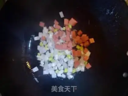 Make Ham and egg fried rice step 1