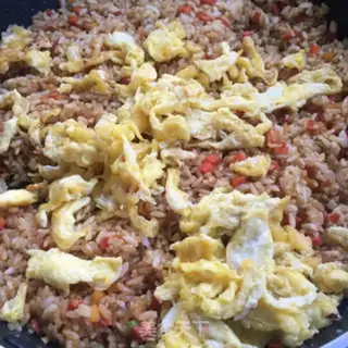Make Soy sauce, fried rice step 9