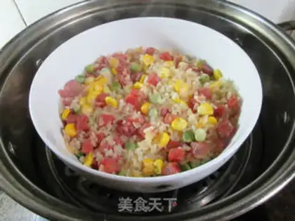 Make Steam sausage rice step 10