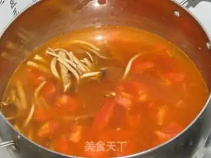 Make Tea, mushroom, tomato egg soup step 4