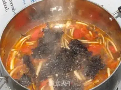Make Tea, mushroom, tomato egg soup step 5