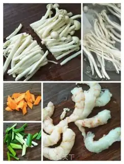 Make Shrimp, white mushroom, Dutch beans step 2