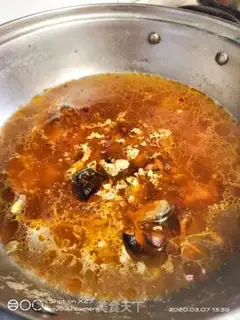 Make Chicken, soup, blue noodles step 6