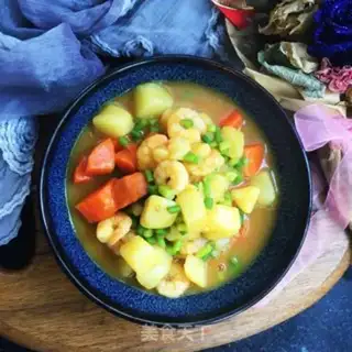 Make Curry potatoes for shrimp step 13