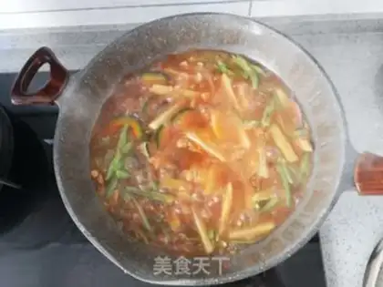 Make Pork bean horn noodles step 9