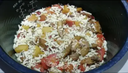 Make Chicken-tip cheese rice step 11