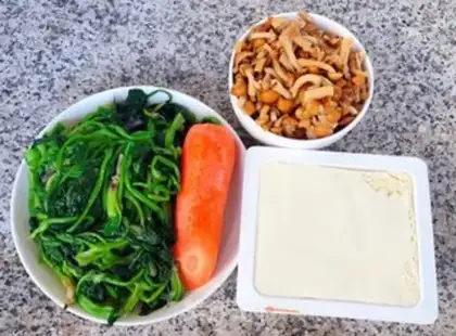 Make Slippery spinach tofu step 0